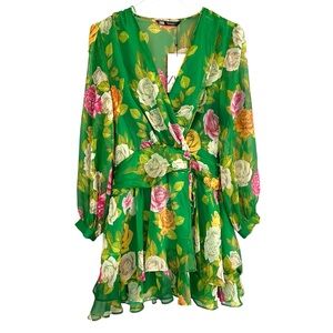 Zara Green Floral Mini Dress